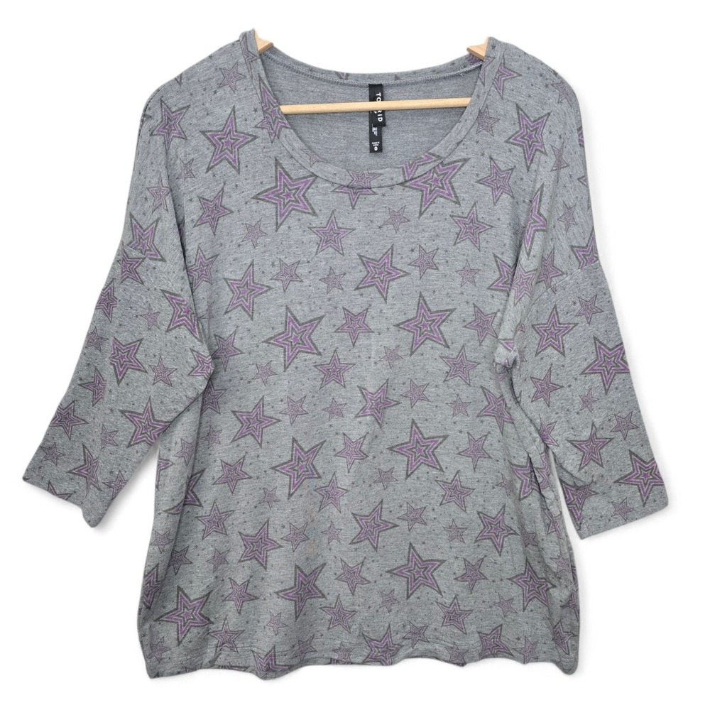 Torrid Sleep Shirt Womens 0 US Large Gray Dolman Sleeve Lounge Soft Cozy Knit
